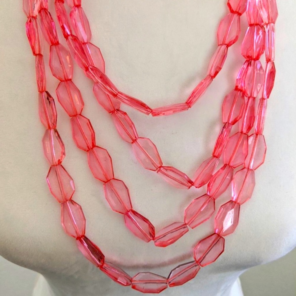 SUGARFIX by BaubleBar Coral Pink Acrylic Beaded Necklace